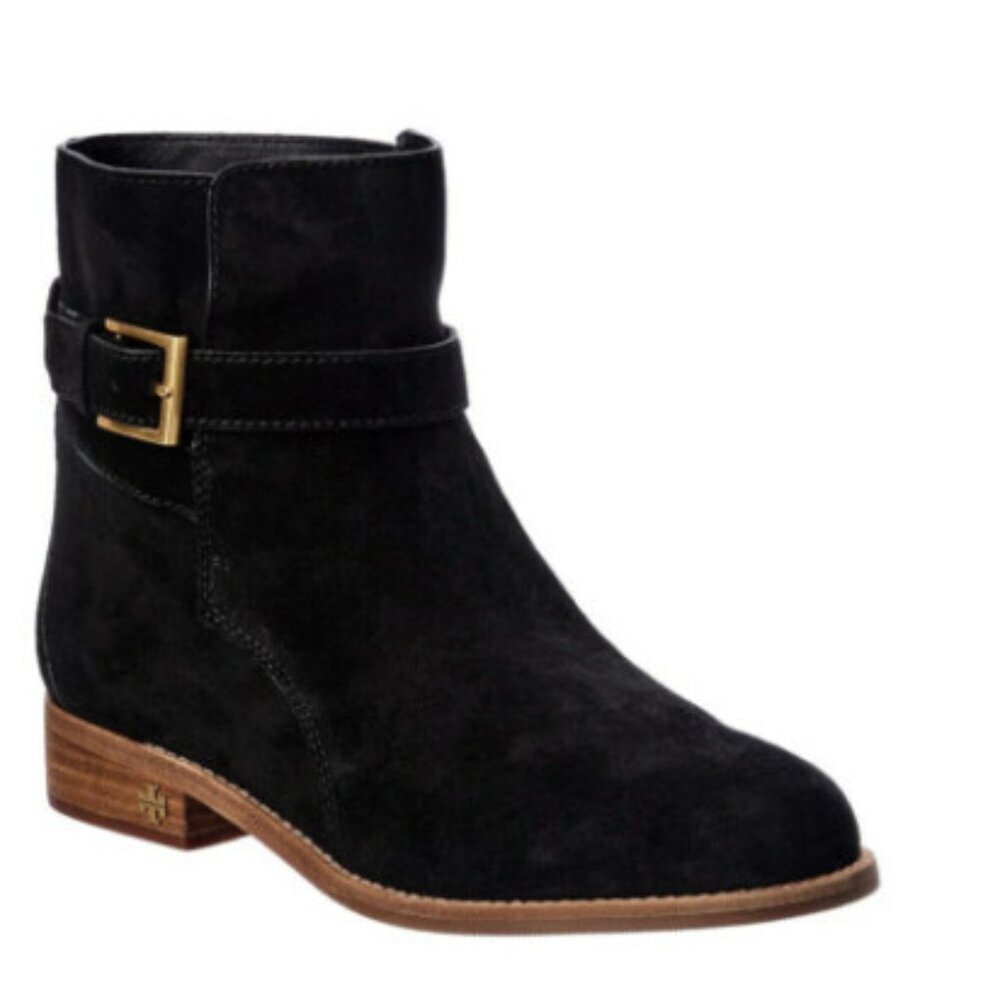Like New Tory Burch Brooke Suede Ankle Boot, Black, size 7.5 comes with box